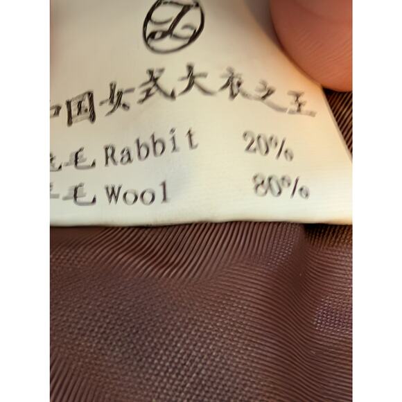 90s ZLM Chocolate Brown Wool Rabbit Hair Blend Long Coat Fits Medium - Picture 9 of 11